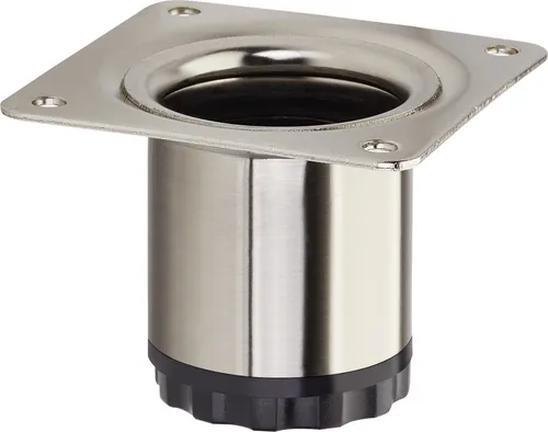 Möbelfuß BRAVO Höhe 50 mm (+ 10 mm) Ø 40 mm Edelstahloptik höhenverstellbarer Schrankfuß aus Stahl Stellfuß belastbar bis 50 kg SOTECH