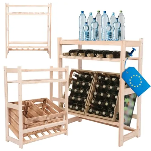 MODO24 Kombiregal Holz 85,8x70x33cm, vielseitiges Standregal aus Kiefer Massivholz