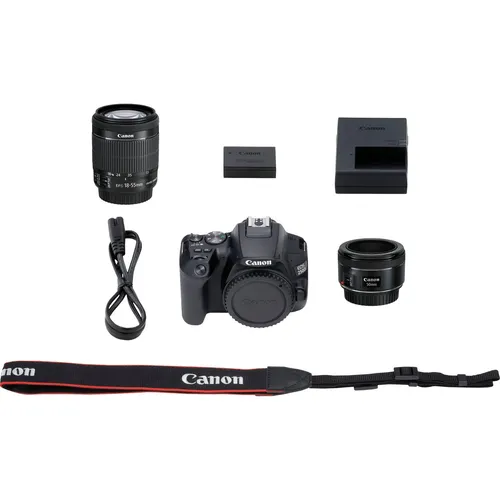 Canon EOS 250D Kit mit EF-S 18-55 IS STM und 1,8/50 STM - Spiegelreflexkamera mit kompaktem Design, ideal für Einsteiger und kreative Fotografie mit erstklassiger Bildqualität.