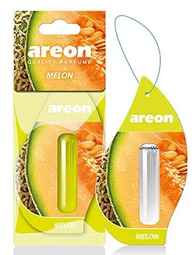AREON Liquid Auto Duft Melone Autoduft Duftflakon Parfüm Flakon Lufterfrischer Aufhängen Hängend Anhänger Spiegel Grün 5ml 3D (Melon Pack x 1)