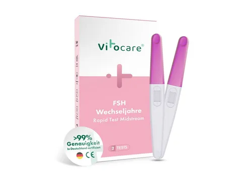 Vitocare Ovulationstest Vitocare Wechseljahre Test FSH, Menopause Selbsttest f. Zuhause 2x, 2-tlg., Schnelle Ergebnisse – nach nur 3 Minuten