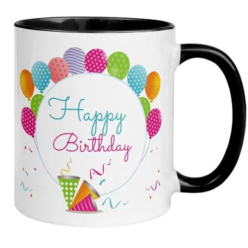 Geburtstag Frau Mann Geschenk Tasse | Happy Birthday - Ballon Party | Lustige Geschenk Geburtstagstasse mit Spruch | Witziges Geburtstagsgeschenk für Männer & Frauen