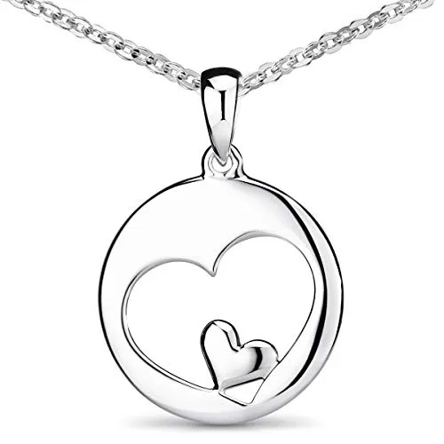 MATERIA Damen Ketten-Anhänger Herz Silber 925 - Silberanhänger mit Kette Liebe in Schmuck Box KA-60-K30-60 cm