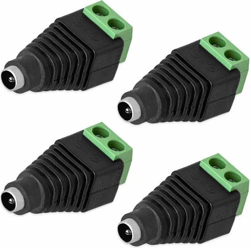4x DC Buchse Hohlbuchse 2,1 x 5,5mm > Terminal Block 2-Pin Adapter Schraubbar Verbinder