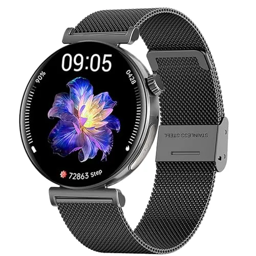 Knauermann PRO 3 Mini (2024) Schwarz - Gesundheitsuhr mit EKG und Telefoniefunktion - Smartwatch mit AMOLED-Display und umfangreichen Gesundheitsfunktionen wie EKG, HRV und SOS. Ideal für Senioren durch benutzerfreundliche Oberfläche und lange Akkulaufzeit.