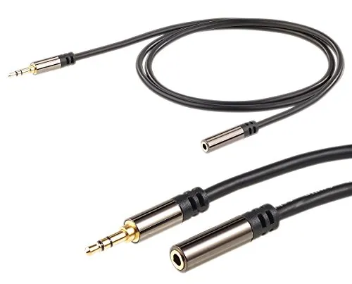 auvisio Klinke Verlängerung: 3,5-mm-Klinken-Verlängerungskabel, Stereo, 1 m, vergoldet (Verlängerungskabel für Kopfhörer, Audiokabel Kopfhörer, Lautsprecherkabel)
