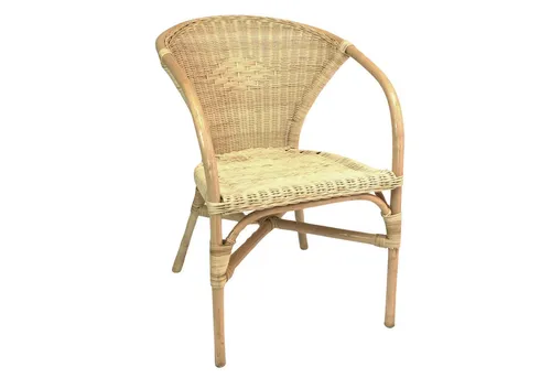 Dekoleidenschaft Rattanstuhl - Naturlackierter Rattansessel - Rattanstühle für Indoor und geschützte Außenbereiche, komfortable Sitzhöhe und in 4 verschiedenen Modellen erhältlich.