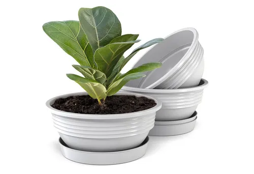 Plastard Pflanzschale Pflanzschalen mit Untersetzer Otto 3er Set Weiß Ø 25 cm (Set, 3 St., Pflanzschale mit Untersetzer), UV-beständig, witterungsbeständig, Optionale Drainagelöcher