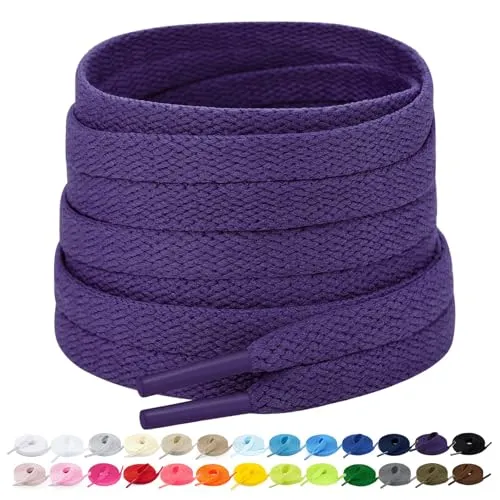 Stepace 2 Paar Flache Schnürsenkel, 8 mm Breite Premium Ersatz Schuhbänder für Turnschuhe, Sport, Freizeitschuhe Lila 100cm