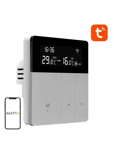 Avatto WT50 Smart Thermostat für Wasserheizung - Technik: Steuern Sie Ihre Wasserheizung bequem per Smartphone oder Tablet über Tuya und Smart Life Apps, kompatibel mit Sprachassistenten für mehr Komfort.