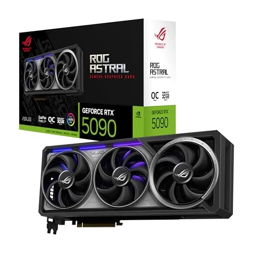 ASUS ROG Astral GeForce RTX™ 5090 OC Edition - Grafikkarten mit 32 GB GDDR7, 4-Lüfter-Design für optimierte Kühlung und niedrigere Temperaturen, ideal für High-End-Gaming und anspruchsvolle Anwendungen.