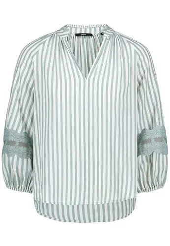 zero Damen Schlupfbluse mit Streifen 36, Cream/Blue von Zero