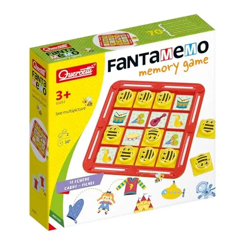 Quercetti - 1052 Fantamemo Biene - Multithema Karten - Gedächtnisspiel für Kinder, Gedächtnisspiel und Assoziationsspiel