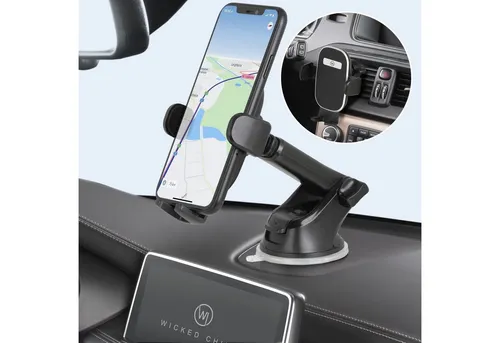 Produktbild Wicked Chili Smartphone-Halterung 3in1 KFZ Halter für iPhone 14 13 12 (Pro Max Mini), (1er Set, 4-tlg., mit allen Apple Smartphones und anderen Handys mit einer Breite von 52)