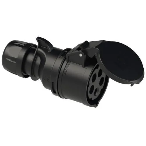 PCE Steckdose PCE venttechnik 215-6x CEE Kupplung 16 A 5polig 400 V - robuste schwarze Ausführung, ideal für industrielle Anwendungen