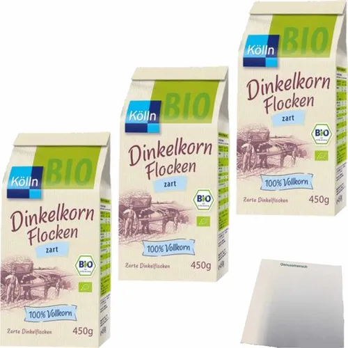 Kölln Dinkel Flocken zart 3er Pack 3x450g Packung usy Block