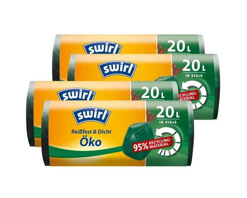 Swirl Müllbeutel 4x Swirl Öko Müllbeutel 20L (18 stk./ Rolle) mit Zugband