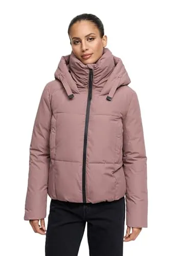 MARIKOO Damen Winterjacke N086 - Fleece-Innenfutter, Kapuze, Mauve Größe L - Stylische Damen Winterjacke mit weichem Fleece-Innenfutter. Schützt zuverlässig vor Wind und Kälte. Praktische Taschen und elastischer Saum sorgen für hohen Tragekomfort. Erhältlich in vielen Farben und Größen für jeden Wintertag.