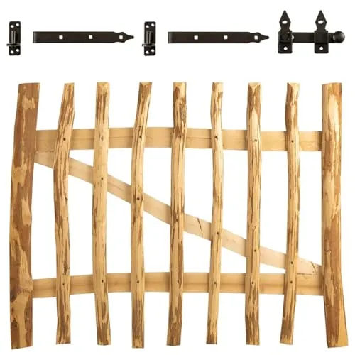 BooGardi Gartentor Holz in 14 Größen · 100 cm breit · 150 cm hoch · 3·5 cm Lattenabstand · Staketentor · Haselnuss Bauerntor/Zauntor für Staketenzaun