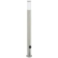Pollerleuchte mit Sensor und Steckdose 110 cm Edelstahl IP44 - Stehleuchten mit integrierter Steckdose und Sensor, ideal für die automatische Beleuchtung von Gartenwegen und Eingängen, wetterfest nach IP44.