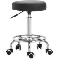 Rollhocker Höhenverstellbar Drehhocker mit Fußring Kunstleder Schwarz - Haarschneider - Ergonomischer Salonhocker mit 360°-Drehfunktion und verstellbarer Höhe für optimalen Komfort und Bewegungsfreiheit in Salons und Studios.