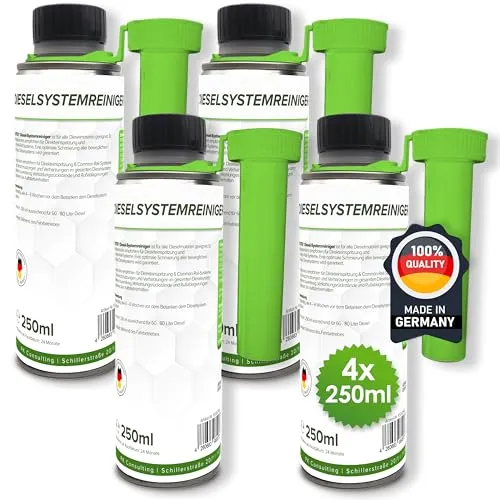 Flotex® - Effektiver Diesel Systemreiniger Additiv, 4 x 250ml | Diesel Zusatz für Dieselmotoren | Effiziente Verbrennung | Löst Verschmutzung & Verharzung im Dieselsystem