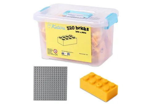 Katara Bausteine Box-Set mit 520 Steinen + Platte + Box Konstruktionsspielsteine, (3er Set), Gelb, 100% Kompatibel Sluban, Papimax, Q-Bricks, LEGO®