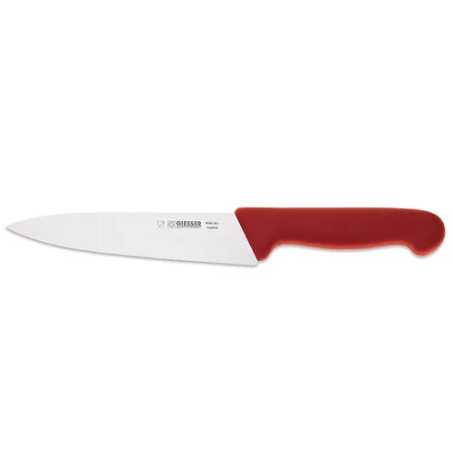 Giesser Kochmesser 16 cm rot – Ergonomisch und scharf - Hochwertiges 16 cm Kochmesser für Hobby- und Profiköche. Rutschfester Griff und schmale Klinge aus rostfreiem Stahl sorgen für präzises Schneiden von Fleisch, Obst und Gemüse.