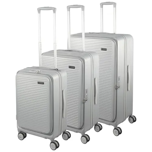 Laroqx Hartschalen-Kofferset 3-teilig mit Frontöffnung, Silber
