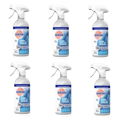 Sagrotan Hygiene-Textilerfrischer Frische Wäsche – Entfernt festsitzende Gerüche & geruchsbildende Bakterien – Für Kleidung & Wohntextilien – 6 x 500 ml