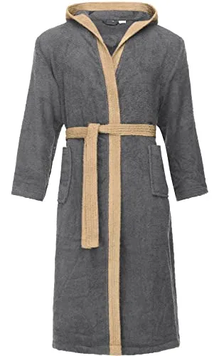 Ladeheid Herren Frottee Bademantel 100% Baumwolle LA40-190 - Bademantel für Herren aus 100% Baumwolle; warm, bequem und mit hohem Feuchtigkeitsabsorption; ideal zum Entspannen nach dem Baden; perfekt für Zuhause oder als Geschenk.