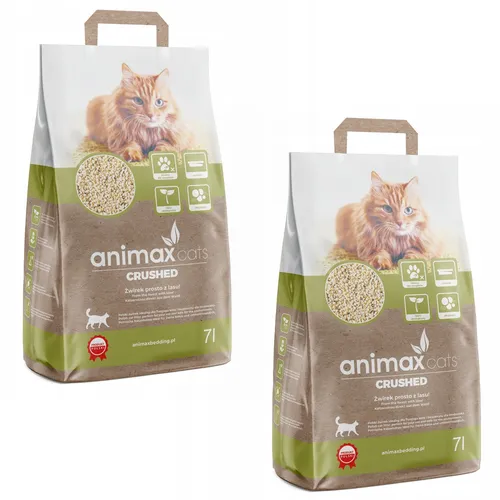Katzenstreu Klumpstreu Animax 2x7L - Umweltfreundliche Lösung - Katzenstreu der Marke Animax, 100% natürliche Inhaltsstoffe, staubfrei und biologisch abbaubar. Ideal für eine saubere und angenehme Katzenumgebung.