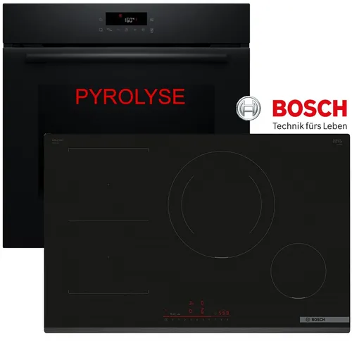 Herd Set Induktion Pyrolyse Einbau 80cm - Autarkes Induktionsherdset mit 4 Kochplatten und 71L Backofen, inklusive Pyrolyse-Selbstreinigung und 3D-Luftzirkulation für gleichmäßige Garergebnisse.