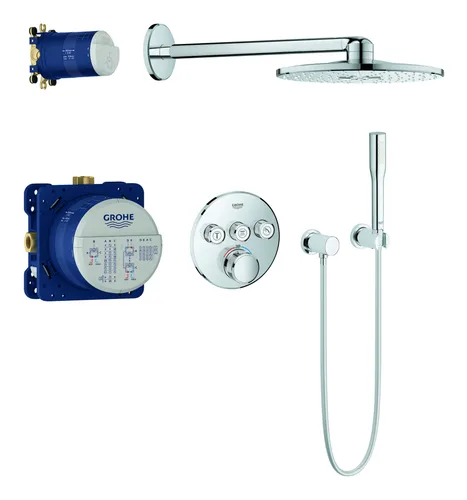 Grohe Grohtherm Smartcontrol Duschsystem 34705000 - Brausegarnituren mit innovativem Unterputz-Thermostat und Rainshower 310 Kopfbrause für ein luxuriöses Duscherlebnis.
