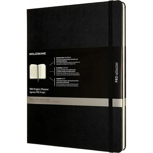 Moleskine Pro Projektplaner und Notizbuch - Professioneller Terminkalender für effektives Projektmanagement mit strukturiertem Layout, 288 Seiten und elastischem Verschluss für maximale Produktivität.