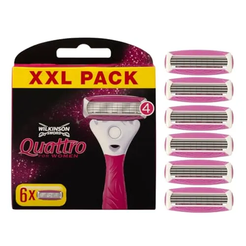 Wilkinson Sword Intuition Quattro Smooth Shave Rasierklingen - Nassrasierer mit 4 ultradünnen Klingen für samtweiche Haut und Aloe-Vera-Gleitstreifen für eine sanfte Rasur. Ideal für Achseln, Beine und Bikinizone.