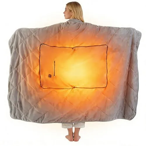 ideoon Heizdecke 135x180 cm aus Polarfleece mit Druckknöpfen