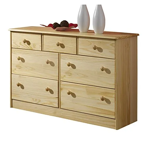 IDIMEX Kommode RONDO - Massives Kiefernholz Sideboard mit 7 Schubladen - Kommode aus massivem Kiefernholz mit 4 großen und 3 kleinen Schubladen, ideal für viel Stauraum in Ihrem Zuhause. Stabil und langlebig, in verschiedenen Farben erhältlich.