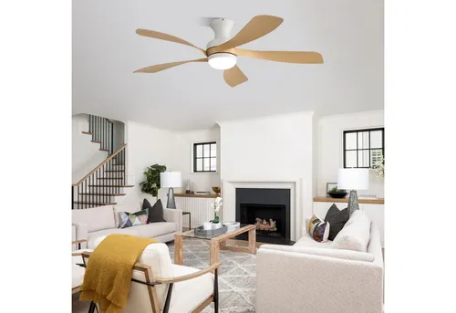 Sofucor Deckenventilator mit LED-Licht und Fernbedienung, ∅132 cm, 5 ABS-Flügel, dimmbar, 6 Geschwindigkeiten, Timer (1/4/8 h), Leiser DC-Motor