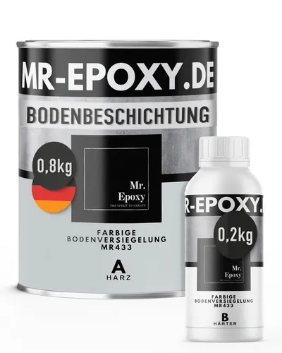 Mr. Epoxy Bodenversiegelung Epoxid-Bodenbeschichtung - Bodenbeschichtungen, hochwertige 2K-Formel für strapazierfähige und ästhetische Böden – ideal für Garage, Werkstatt und Industriehallen.
