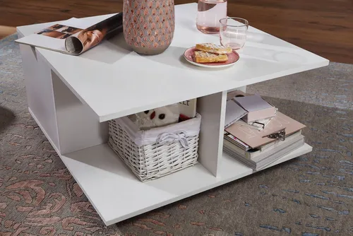 FINEBUY Couchtisch SuVa19138_1 - Moderner Wohnzimmertisch (70x70 cm) in Anthrazit/Sandeiche mit 2 Schubladen und praktischen Rollen für einfache Mobilität.