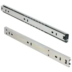 MS Beschläge Teleskopauszug 27mm Schubladenauszug Auszugsschiene Kugelauszug, Auszugsanschlag, Entriegelungsfunktion, Kugelkäfigführung, 27mm Höhe silberfarben 35 cm