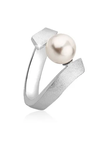 Nenalina Ring Silber 925 mit Süßwasserperle - Eleganter Damenring aus hochwertigem 925 Sterlingsilber mit einer wunderschönen Süßwasserperle und funkelnden Glas Kristallen – das perfekte Accessoire für jeden Anlass.
