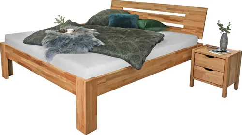 Bubema Solo – Massives Bett aus Kernbuche in Naturoptik in weiß von Betten-ABC