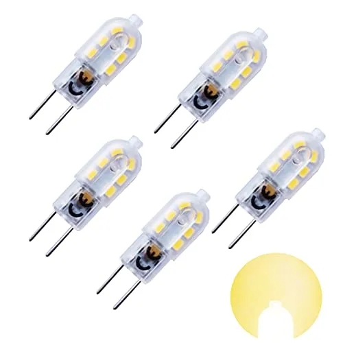 G6.35 LED Lampe 3W 12V LED Glühbirne Warmweiß 3000K Ersetzen 30W GY6.35 Halogenlampe 360 Grad Stiftsockel Bi-Pin Sockel für Minilampe Accent Puck-Beleuchtung Tischlampe Nicht Dimmbar (5 stück)