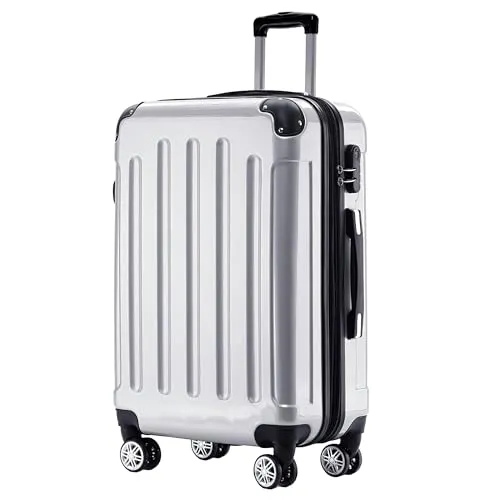 BEIBYE Zwillingsrollen 2048 Hartschale Trolley Koffer Reisekoffer Taschen Gepäck in M-L-XL-Set (Silber, M)