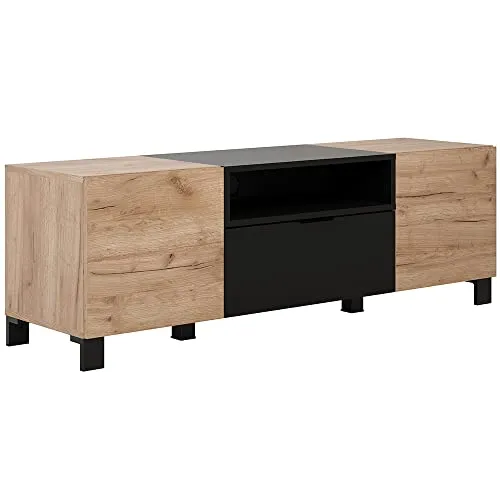 trendteam TV-Lowboard Kendo - Eiche Tabak 144x47x40 - Modernes TV-Lowboard für Wohnzimmer mit 6 verstellbaren Regalfächern und 3 Türen, ideal für eine stilvolle und funktionale Einrichtung.