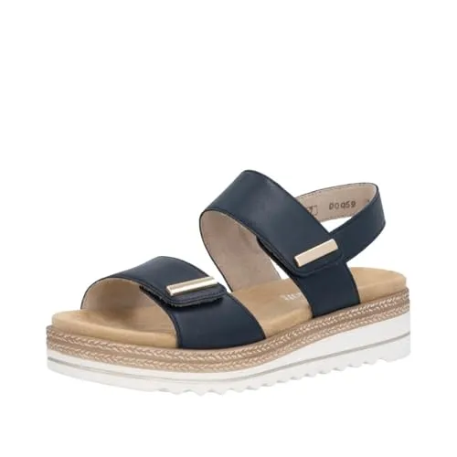 remonte Dunkelblaue Leder-Keilsandaletten - Größe 40 - Stylische Keilsandaletten mit Klettverschluss und rutschhemmender Sohle. Ideal für den Sommer und perfekt für einen komfortablen Auftritt.