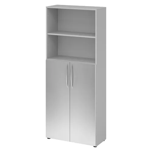 bümö Regalschrank, Grau, Silber, 80x188x35 cm - Praktischer Regalschrank von bümö mit 3 Fächern für optimale Stauraumgestaltung. Höhenverstellbare Einlegeböden und hochwertige Verarbeitung garantieren Stabilität und Flexibilität im Arbeitszimmer.