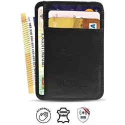 Echtleder Kartenetui - Ultra Slim & Flach für 12 Kreditkarten, mit RFID-Schutz - Schwarz - Elegantes Echtleder Kartenetui, ultra slim und flach, bietet Platz für 12 Kreditkarten sowie Geldscheine. Mit RFID-Schutz für maximale Sicherheit im Alltag. Perfekt für stilbewusste Minimalisten!